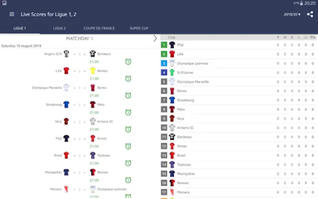 Live Scores for Ligue 1 France android App screenshot 0